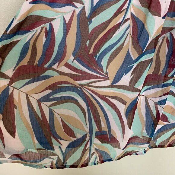 Lane Bryant Short Sleeve Blouse Lightweight Crochet Teal Brown Top Womens 18 20 - Picture 8 of 15